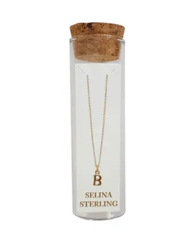 Selina Initial Necklace in Yellow Gold Plated Sterling Silver