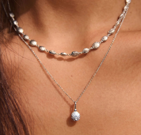 Soul Protecter Shell Charm Necklace- Silver