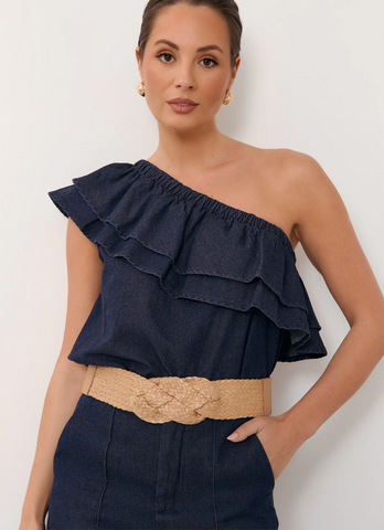 Knot Front Weave Stretch Belt Natural