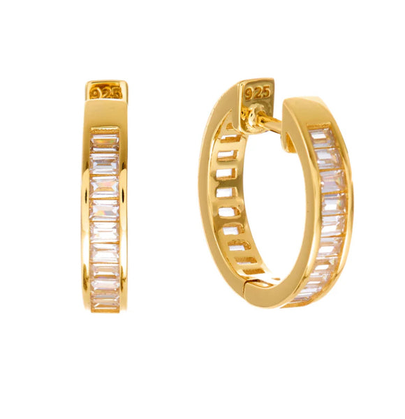 Lumi Rhodium Baguette CZ Hoop Earring