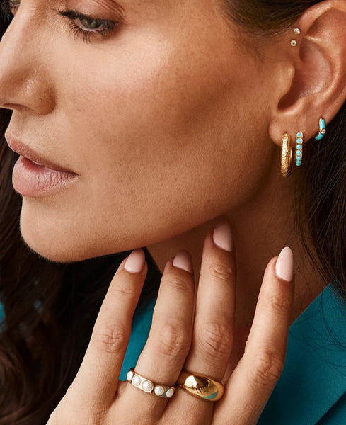 Blue Opal Crystal Midi Hoops