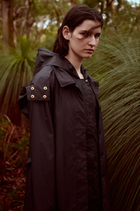 Womens Trench Recycled Raincoat - Black