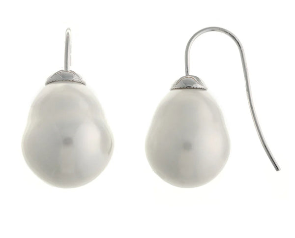 Large Baroque pearl earrings on gold hook