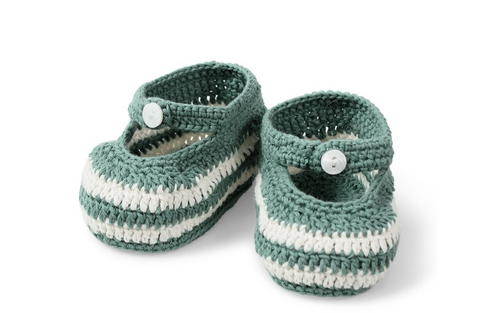 Tomtom Cotton Baby Bootees - Hand-Crocheted Newborn Shoes with Shell Button