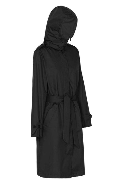 Womens Trench Recycled Raincoat - Black