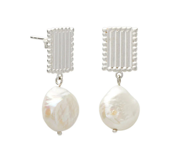 Aphrodite Goddess Small Pearl Earrings in 18KT Yellow Gold Plating