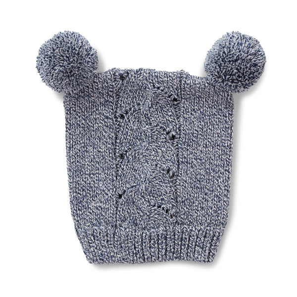 Cubbie Baby Hat - Soft Cotton Cable Knit with Pompom