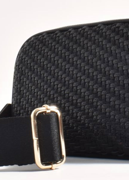Percy Weave Cross Body Bag- Black