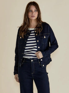 Cindy Collarless Denim Jacket - Ink