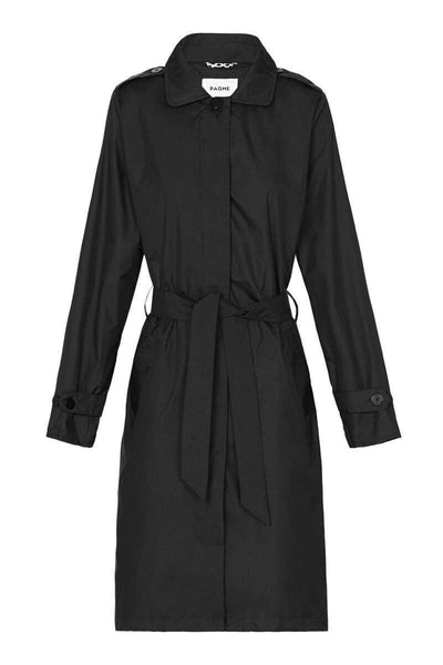 Womens Trench Recycled Raincoat - Black