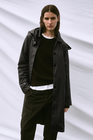 Womens Trench Recycled Raincoat - Black