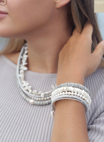 Chic Pearl & Grey Shell Bracelet