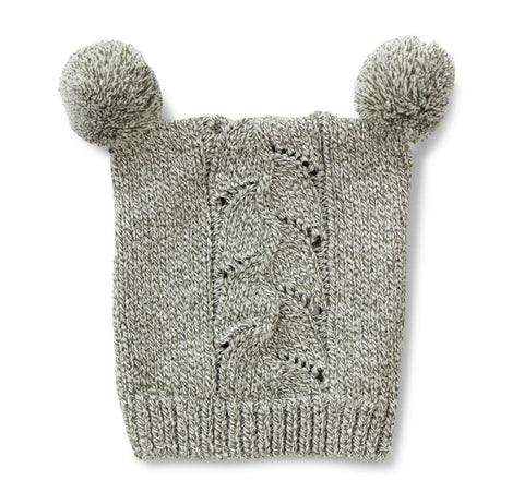 Cubbie Baby Hat - Soft Cotton Cable Knit with Pompom