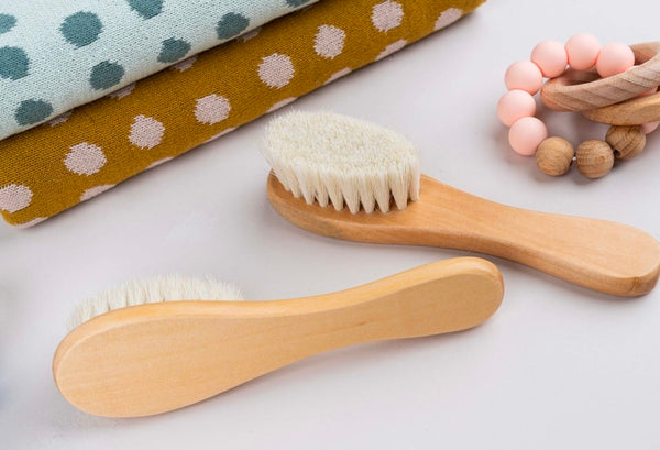 Gentle Baby Hair Brush - Soft Goat Hair Bristles & Sustainable Lotus Wood