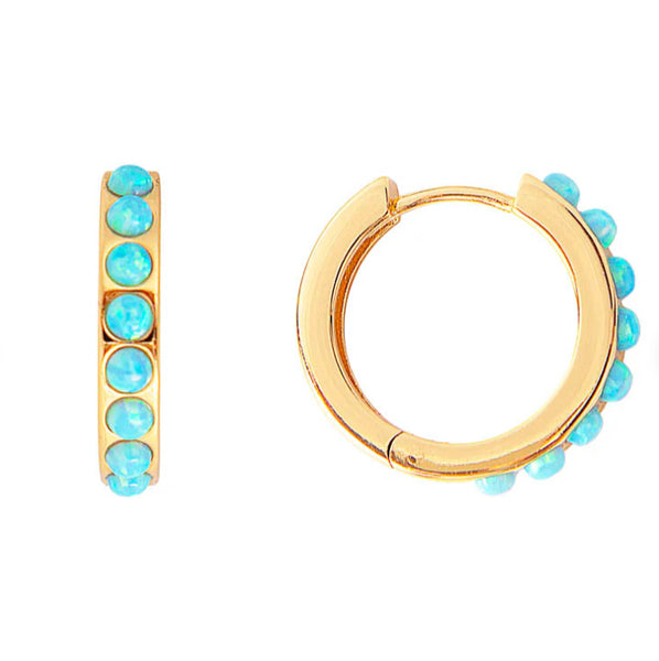 Blue Opal Crystal Midi Hoops