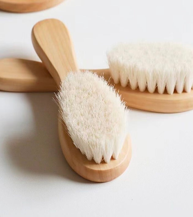 Gentle Baby Hair Brush - Soft Goat Hair Bristles & Sustainable Lotus Wood