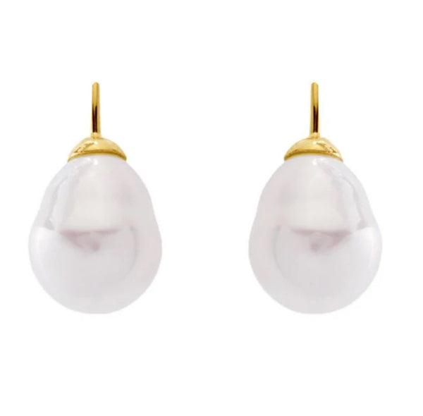 Large Baroque pearl earrings on gold hook