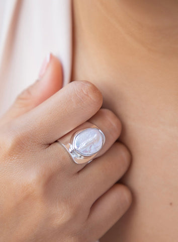 Baroque Lagoon Pearl Ring Silver