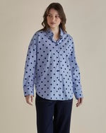 Sage Shirt - Polka Dot Stripe Blue