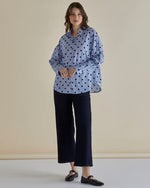 Sage Shirt - Polka Dot Stripe Blue