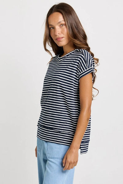 Shirley Short Sleeve Tee-Navy Stripe