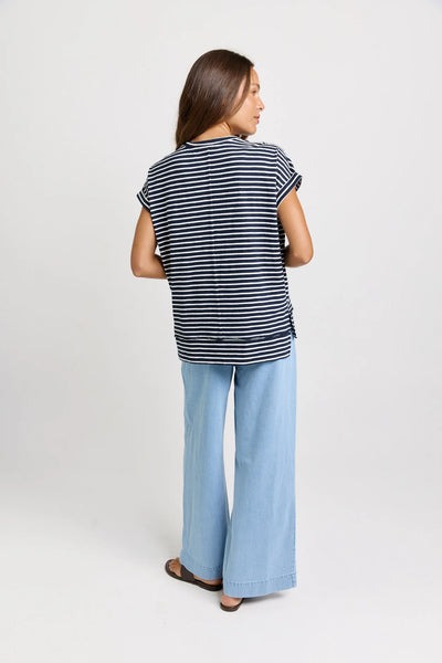 Shirley Short Sleeve Tee-Navy Stripe