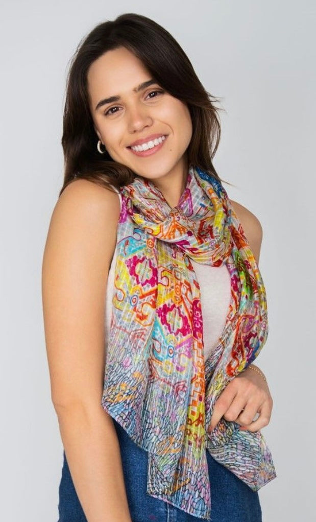 Rani Kaleidoscopic Pure Silk Scarf