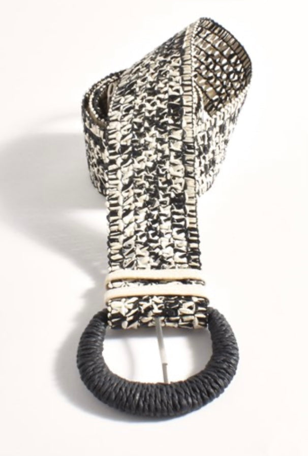 Wrapped Buckle Two Tone Weave Belt