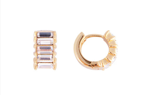 White Crystal baguette huggies