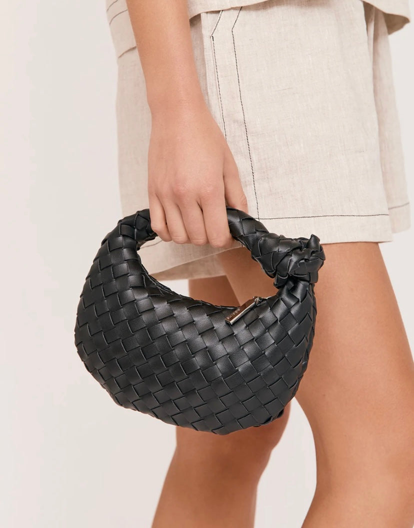 Vali Woven Mini Crescent Clutch
