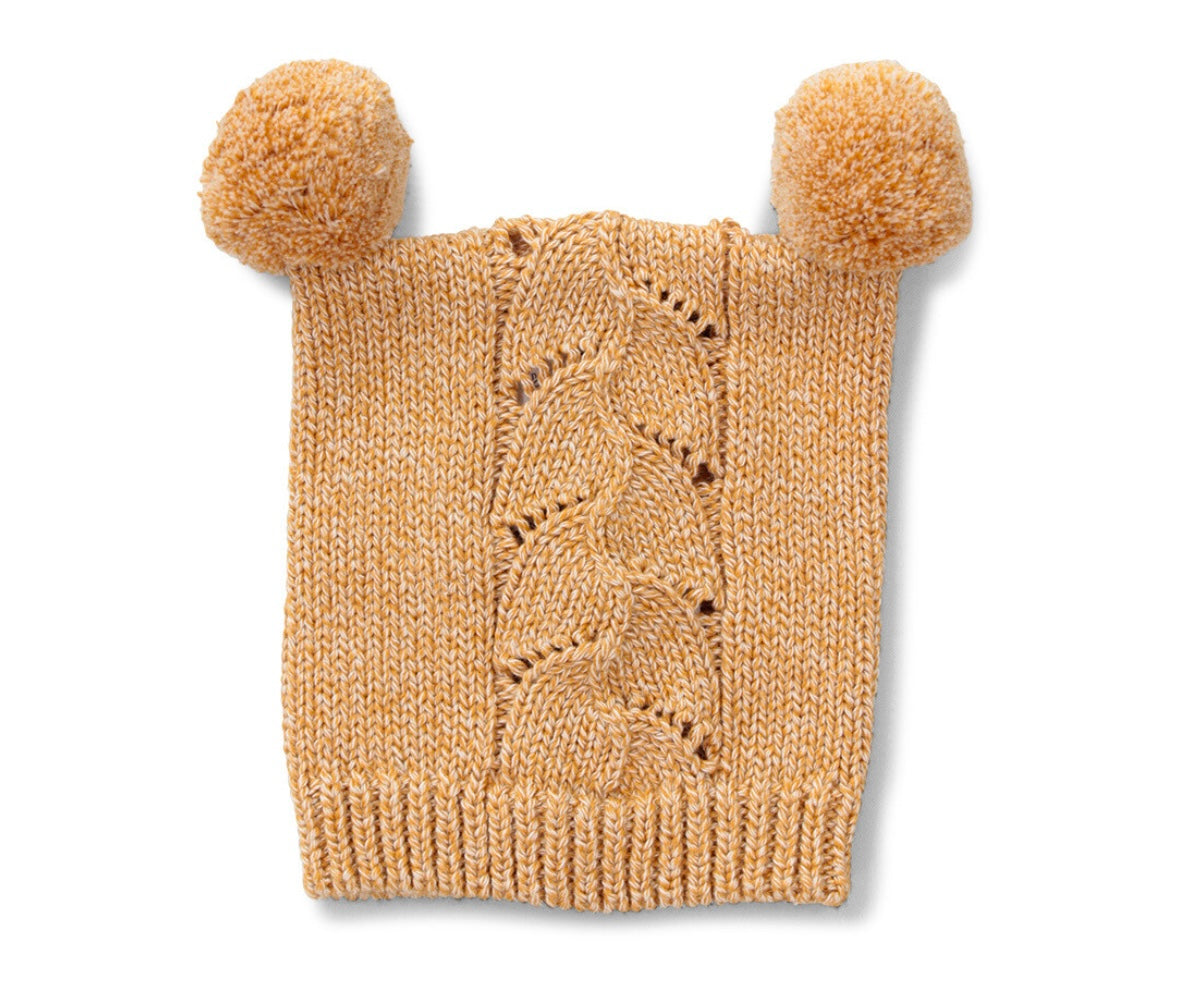 Cubbie Baby Hat - Soft Cotton Cable Knit with Pompom
