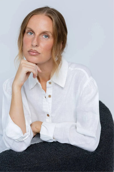 Copenhagen Linen Blouse-White
