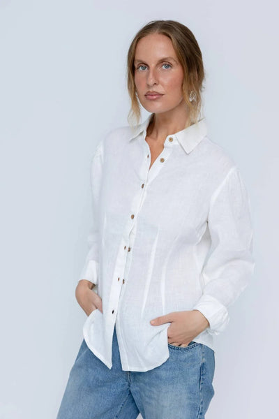 Copenhagen Linen Blouse-White