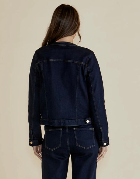 Cindy Collarless Denim Jacket - Ink