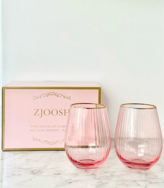 Soiree Crystal Gin Tumblers Pink (Set of 2)