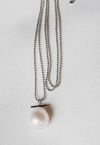 Silver Pearl Bar Necklace