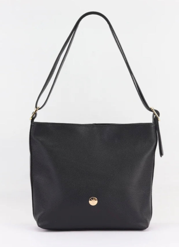 Julie leather shoulder bag -Black