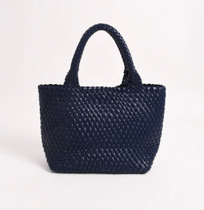 Bethany Woven Midi Tote Navy