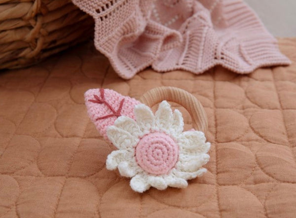 Bloom Flower Hand Crocheted Rattle