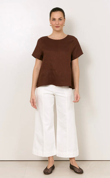 Adele Wide Leg Cropped Jean-White