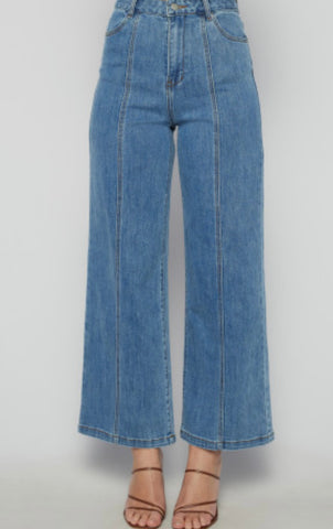 Front Leg Seam Detail Denim Jeans