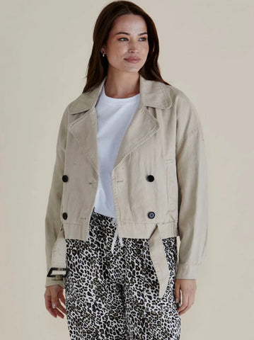 Adaline Crop Trench Coat - Beige
