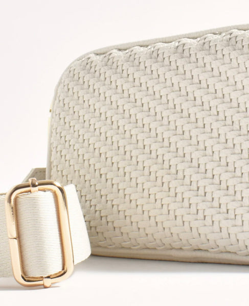 Percy Weave Crossbody Bag-Cream