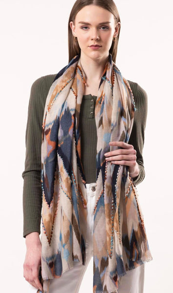 Sienna Wool Embroidery Scarf