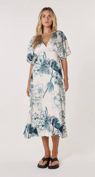 Solstice Palms Midi Dress - Palm Print