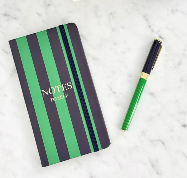 Paige Journal Navy Green Stripe