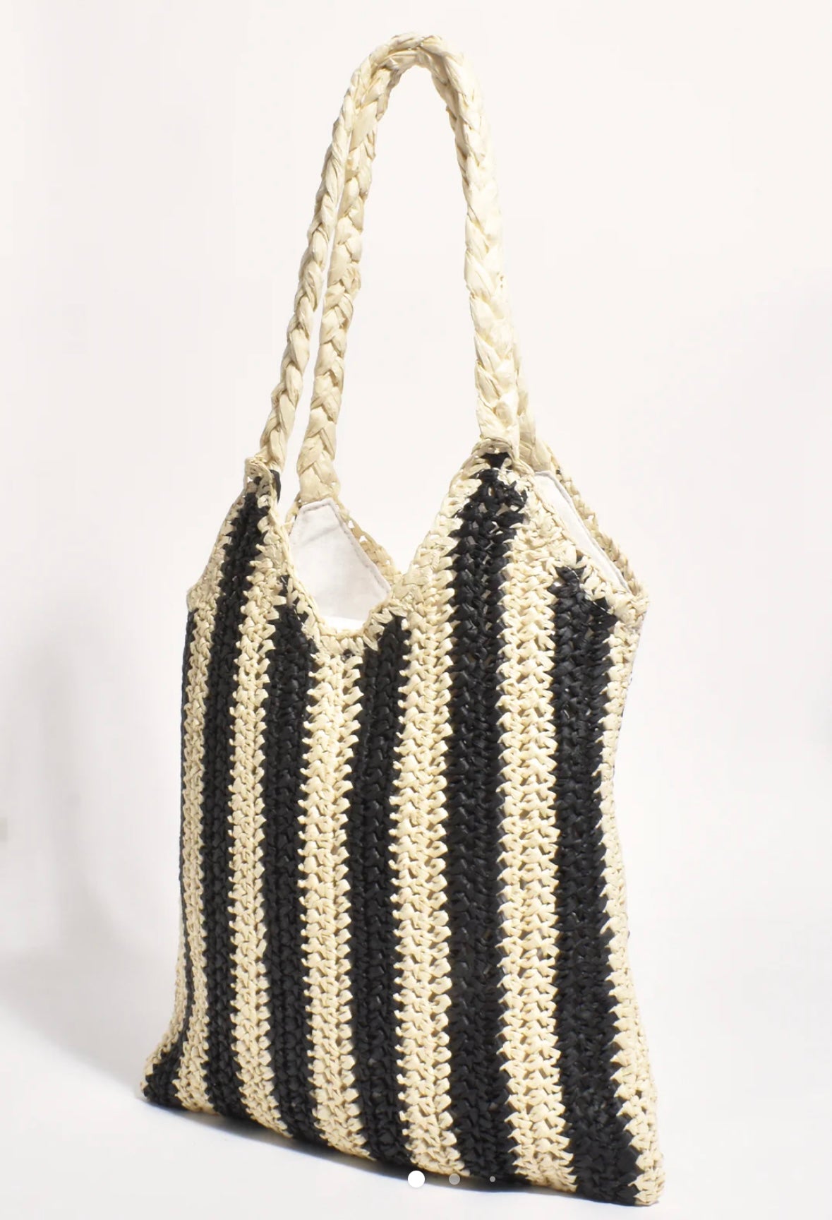 Mia Striped Weave Tote Bag