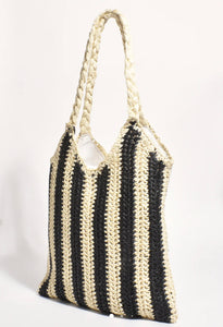 Mia Striped Weave Tote Bag