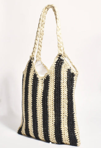 Mia Striped Weave Tote Bag