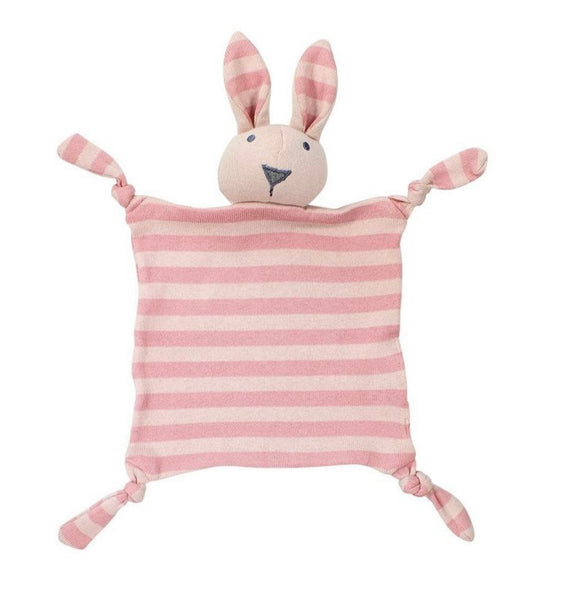 Little Bunny Comforter - Soft Cotton Knitted Toy with Gentle Rattle Sound